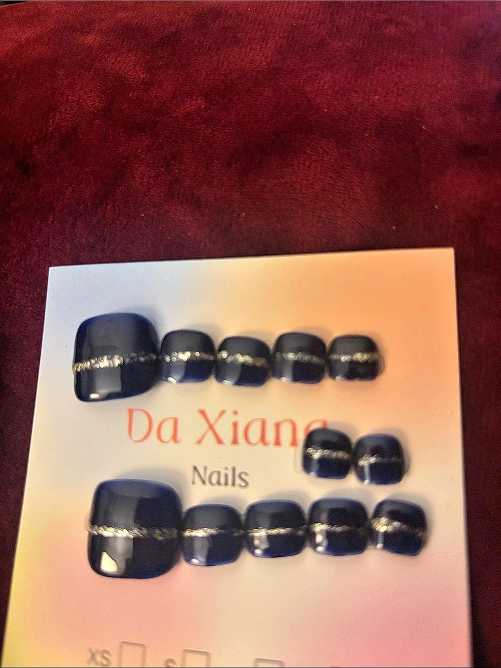 Da Xian Press-On Nails Black NWT